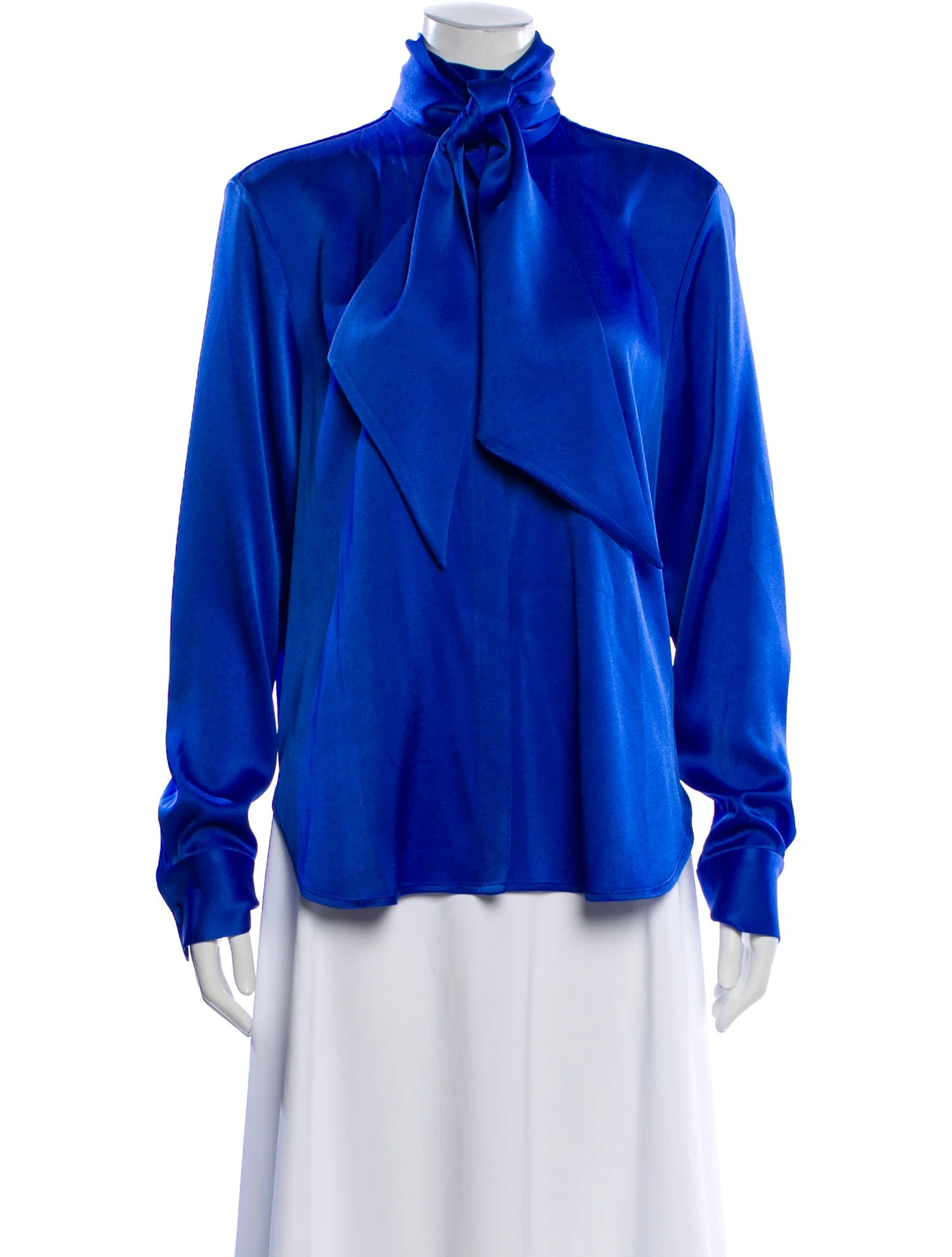 Alex Perry Tie Neck Long Sleeve Blouse - Blue Tops, Clothing - WZT25681 | The RealReal | The RealReal