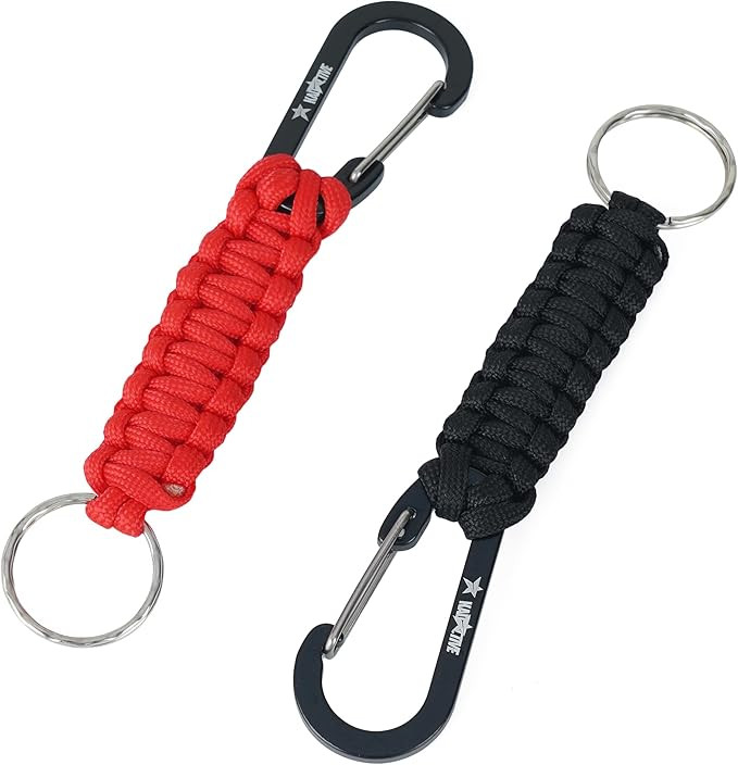 Paracord Keychain With Carabiner - 2Pcs Carabiner Keychain for Backpack, Survival, Camping. Parac... | Amazon (US)