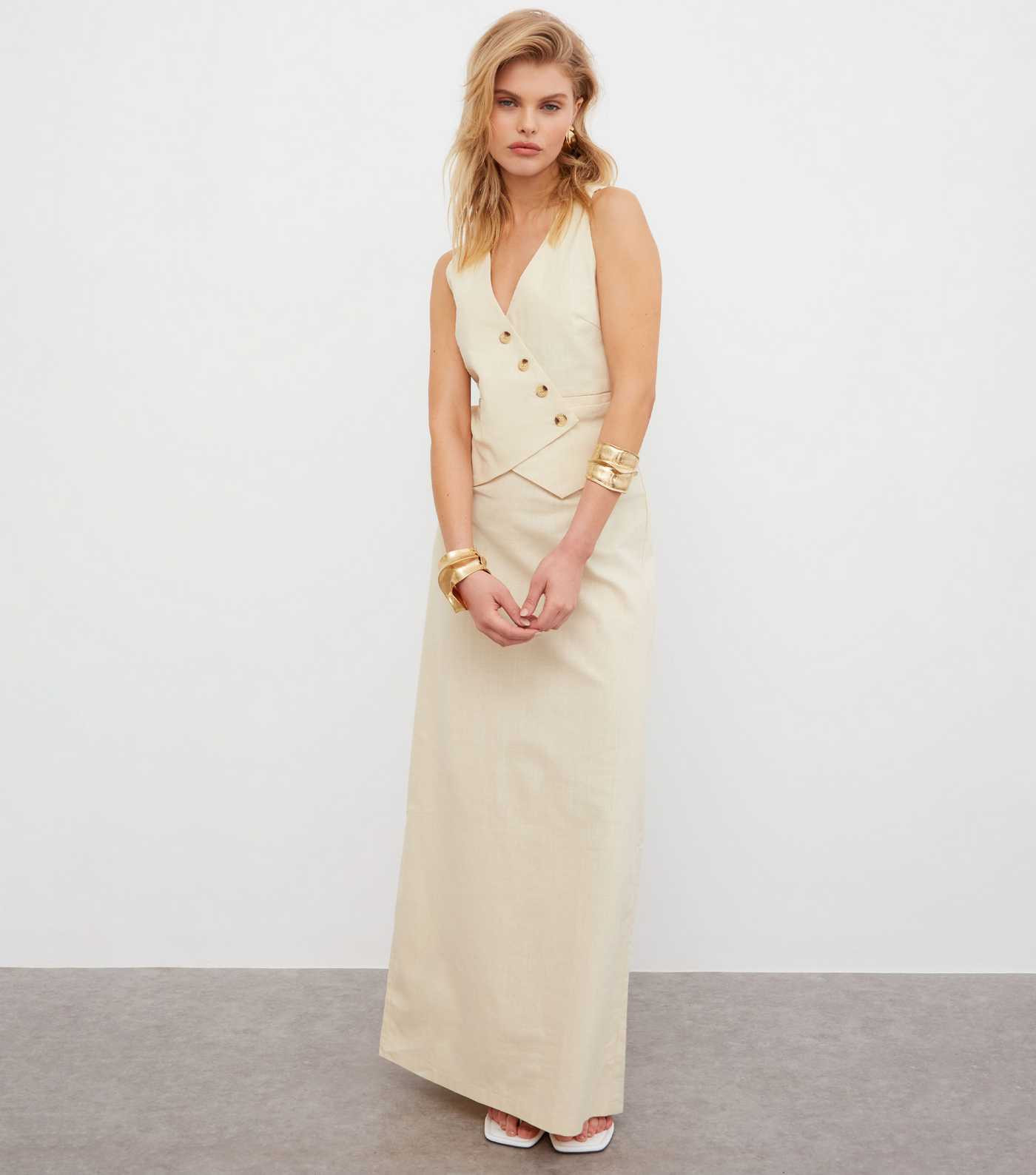 WKNDGIRL Off White Linen-Blend Maxi Skirt | New Look | New Look (UK)