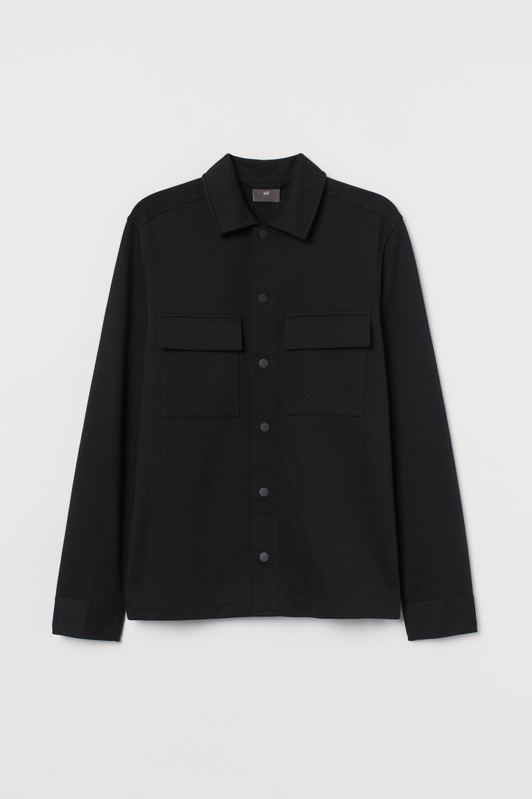 H & M - Jersey Shirt Jacket - Black | H&M (US + CA)
