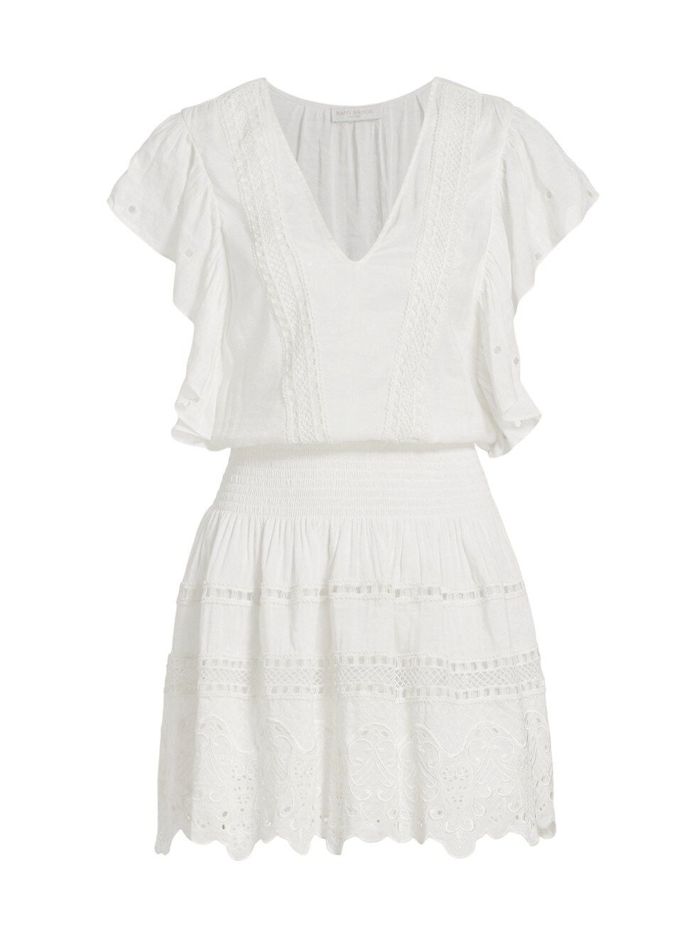 Harlow Eyelet Linen-Blend Minidress | Saks Fifth Avenue