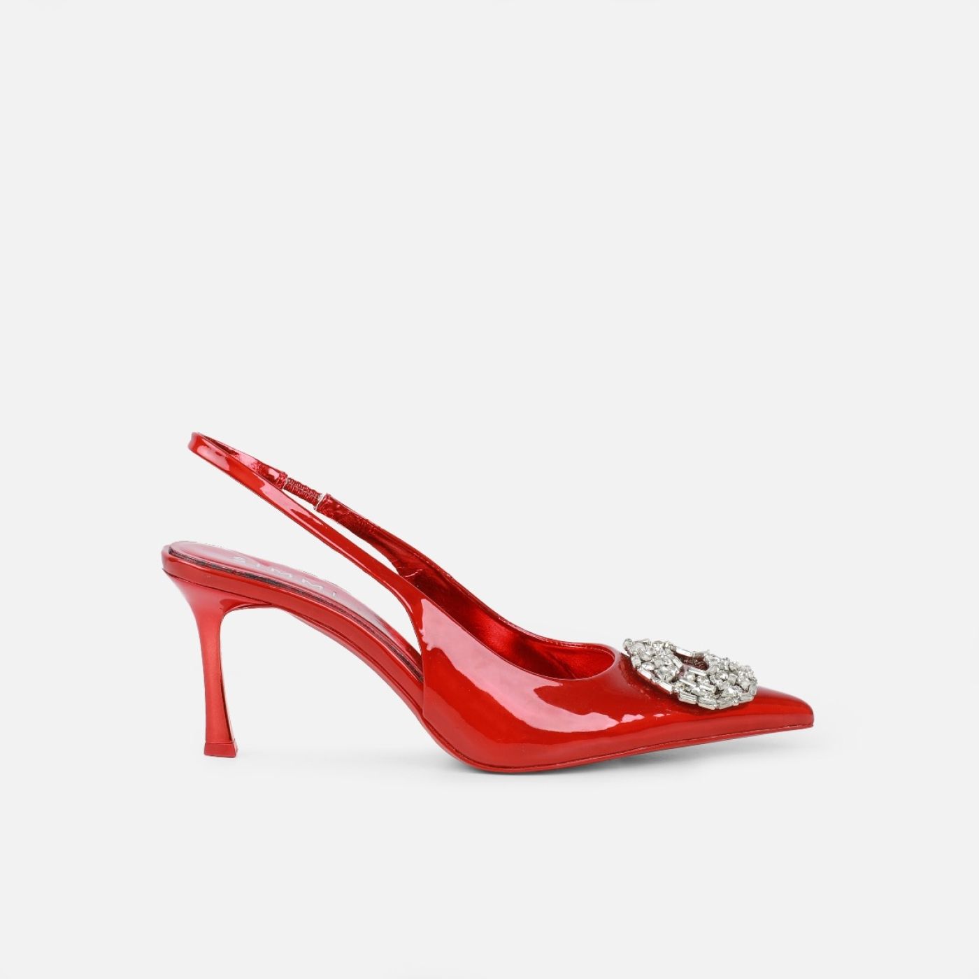 Lilliani Red Holographic Diamante Trim Sling Back Court Shoes | Simmi Shoes