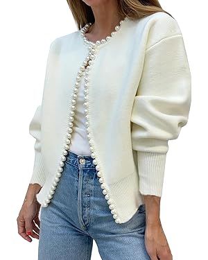 Kedera Womens Casual Cardigan Sweater Elegant Long Sleeve Oversized Pullover Knit Sweater with Pe... | Amazon (US)