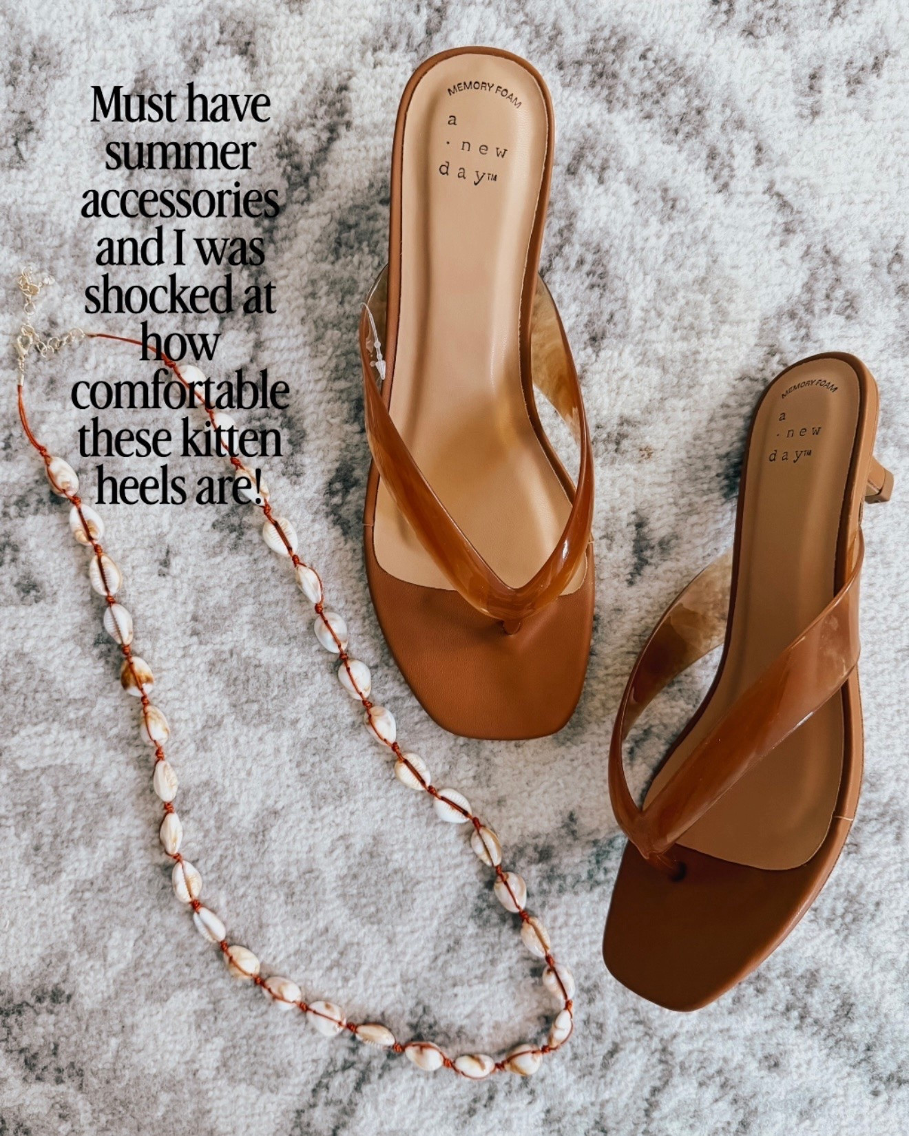 Must have summer accessories on sale!
Kitten heel flip flops, shell neck

#LTKSeasonal #LTKSaleAlert #LTKOver40