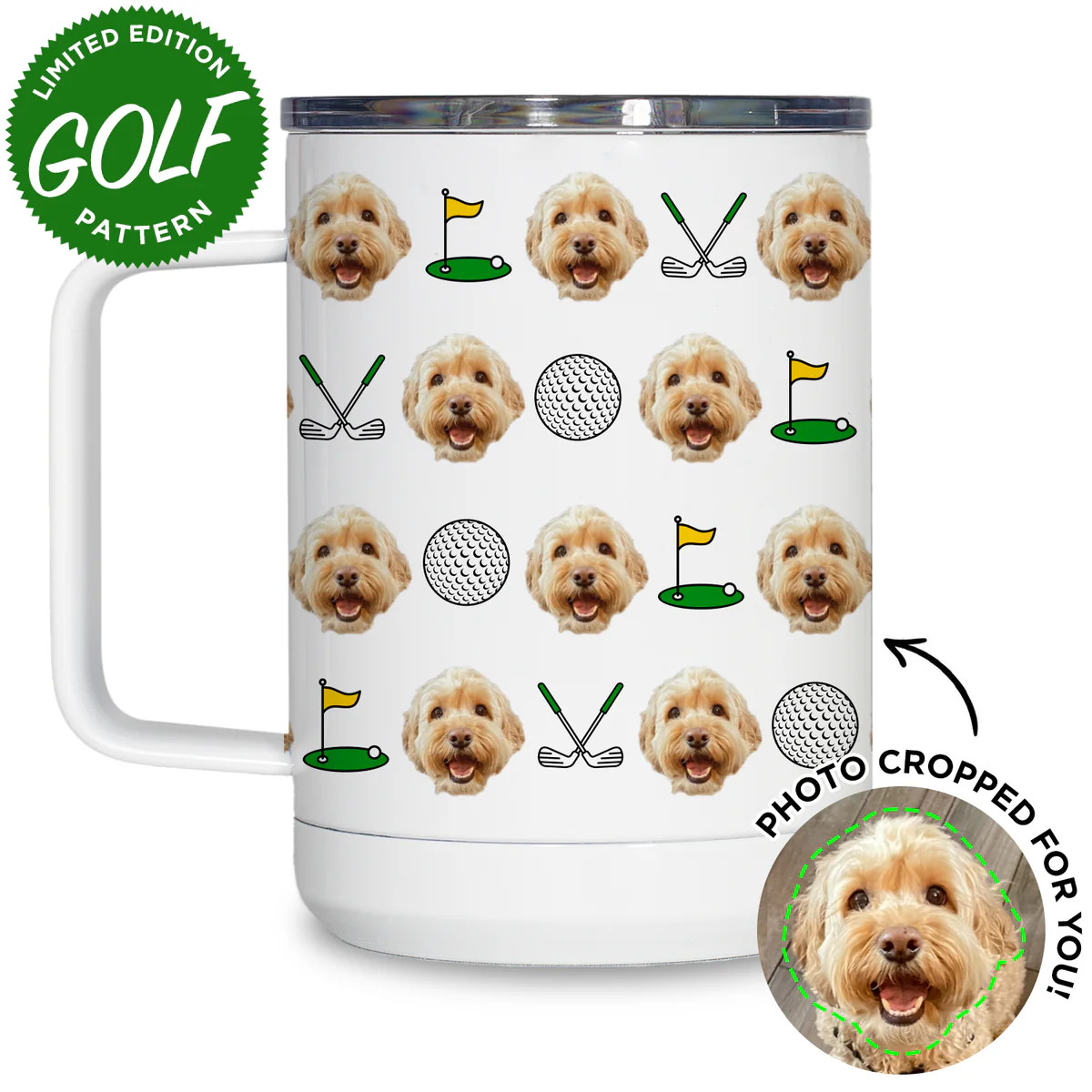 Personalized Pet Golf Pattern Travel Mug | Type League Press