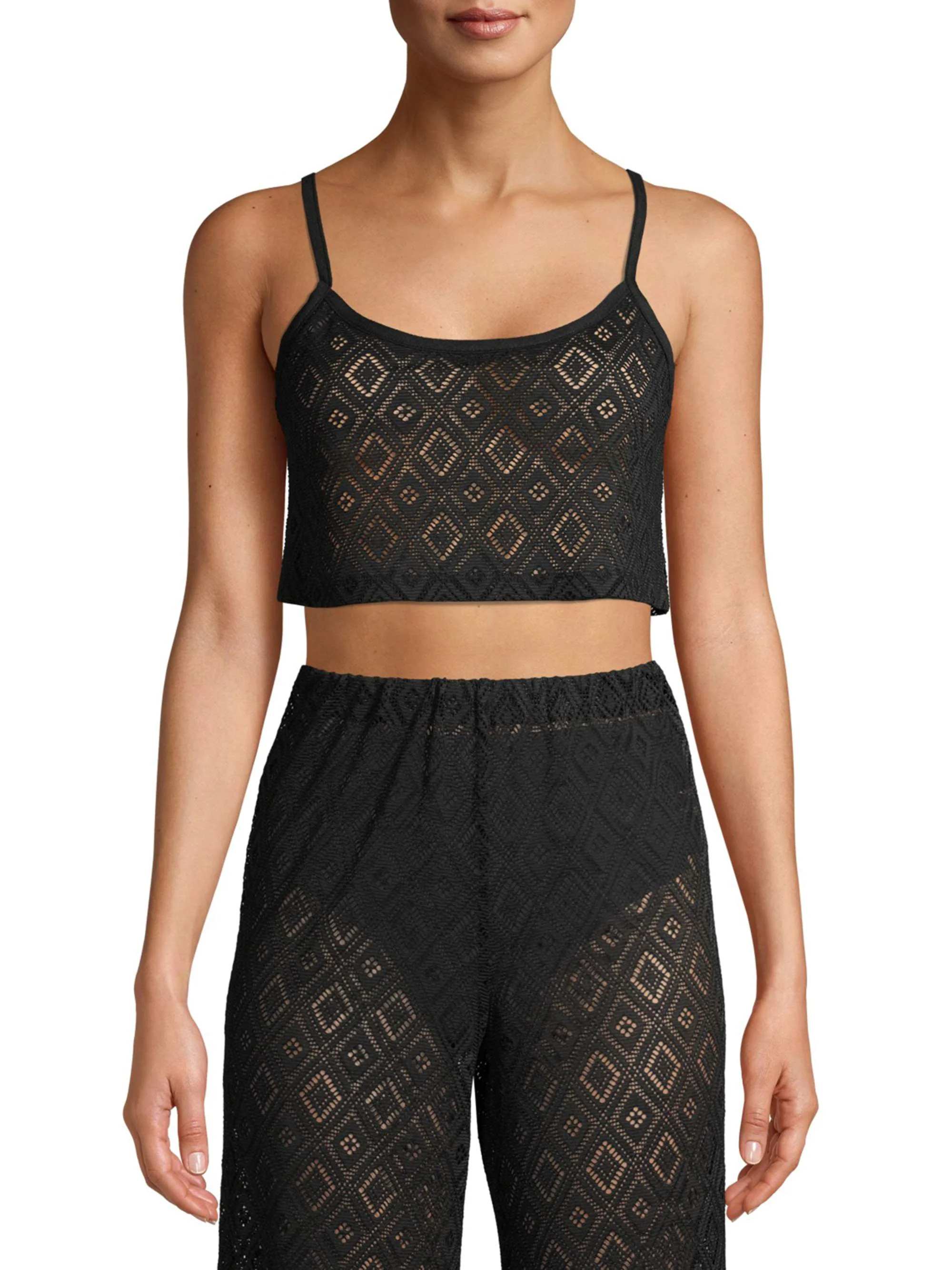 Social Angel Women's Analise Scooped Front Crop Top Cover Up | Walmart (US)