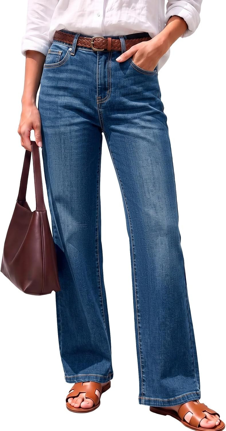 Sidefeel Women's High Waisted Wide Straight Leg Jeans | Amazon (US)