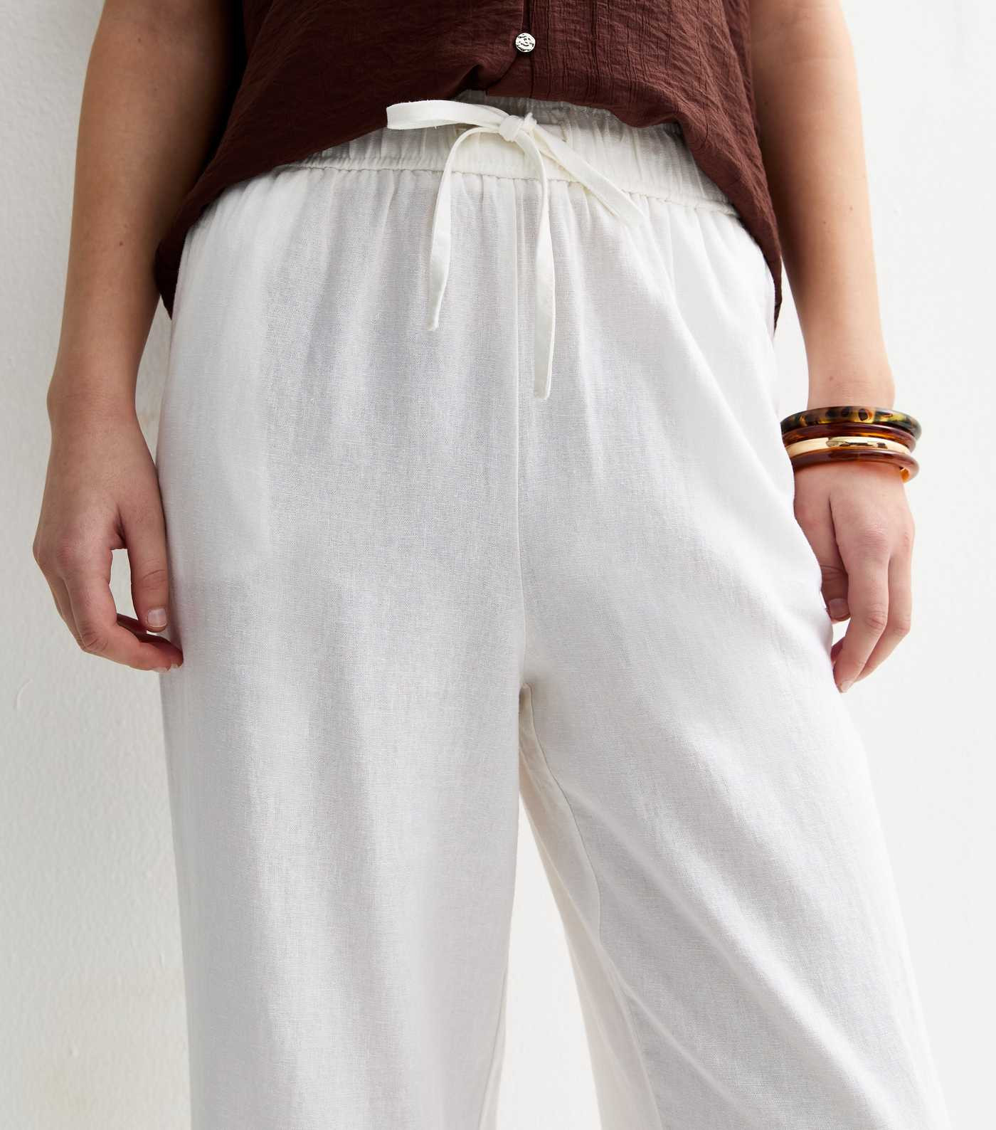 White Linen Blend Wide Leg Trousers | New Look | New Look (UK)