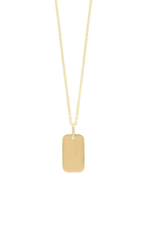 Bony Levy 14K Gold Engravable Mini Modern Tag Pendant Necklace in 14K Yellow Gold - Font 1 at Nordstrom, Size 18 | Nordstrom