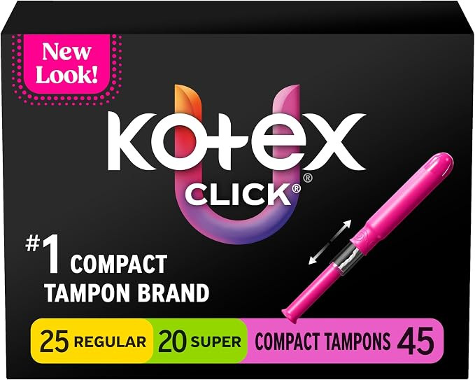 U by Kotex Click Compact Multipack Tampons, Regular/Super Absorbency, Unscented, 45 Count | Amazon (US)