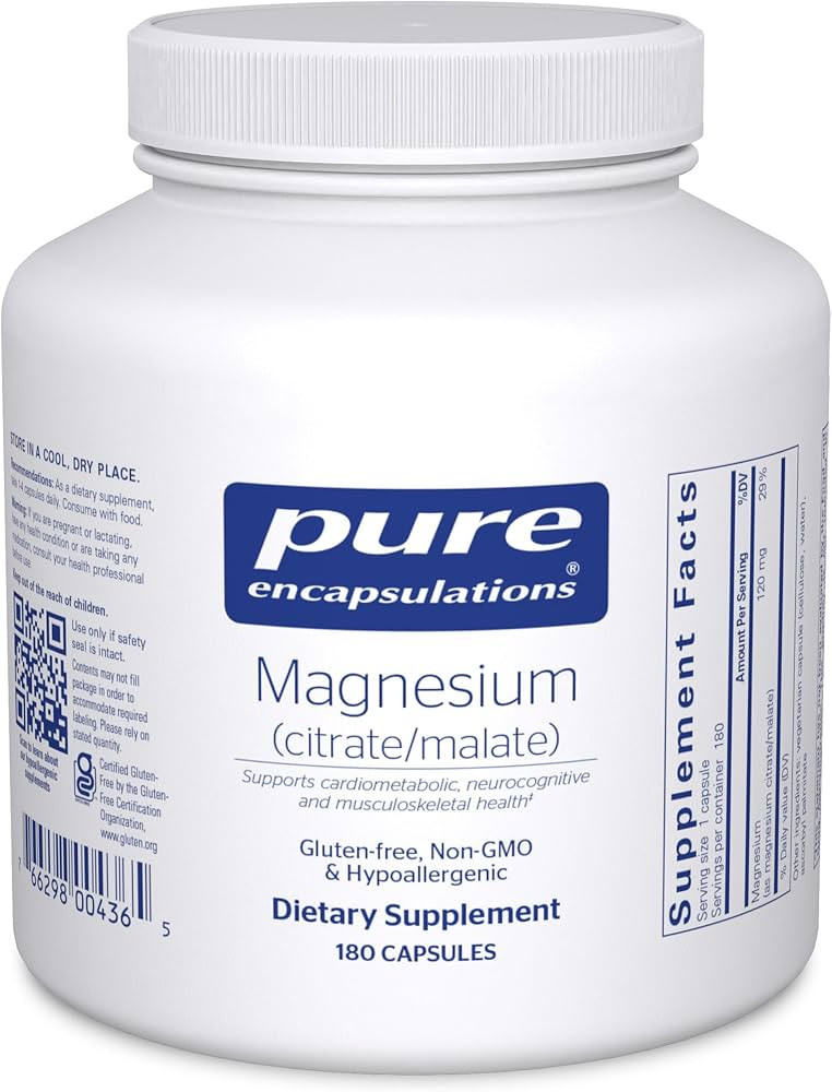 Pure Encapsulations Magnesium (Citrate/Malate) - Magnesium Supplement to Support Nutrient Utiliza... | Amazon (US)