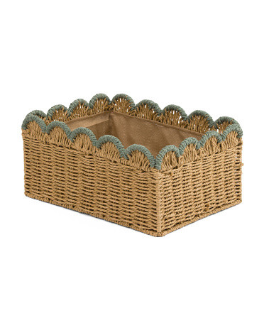15x7 Large Scalloped Trim Natural Basket | TJ Maxx