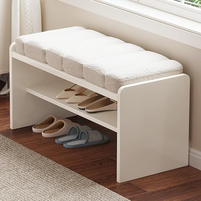 Modern Shoe Bench with Storage, Shoe Rack with Cushion Upholstered Fabric Shoes Changing Stool wi... | Amazon (US)