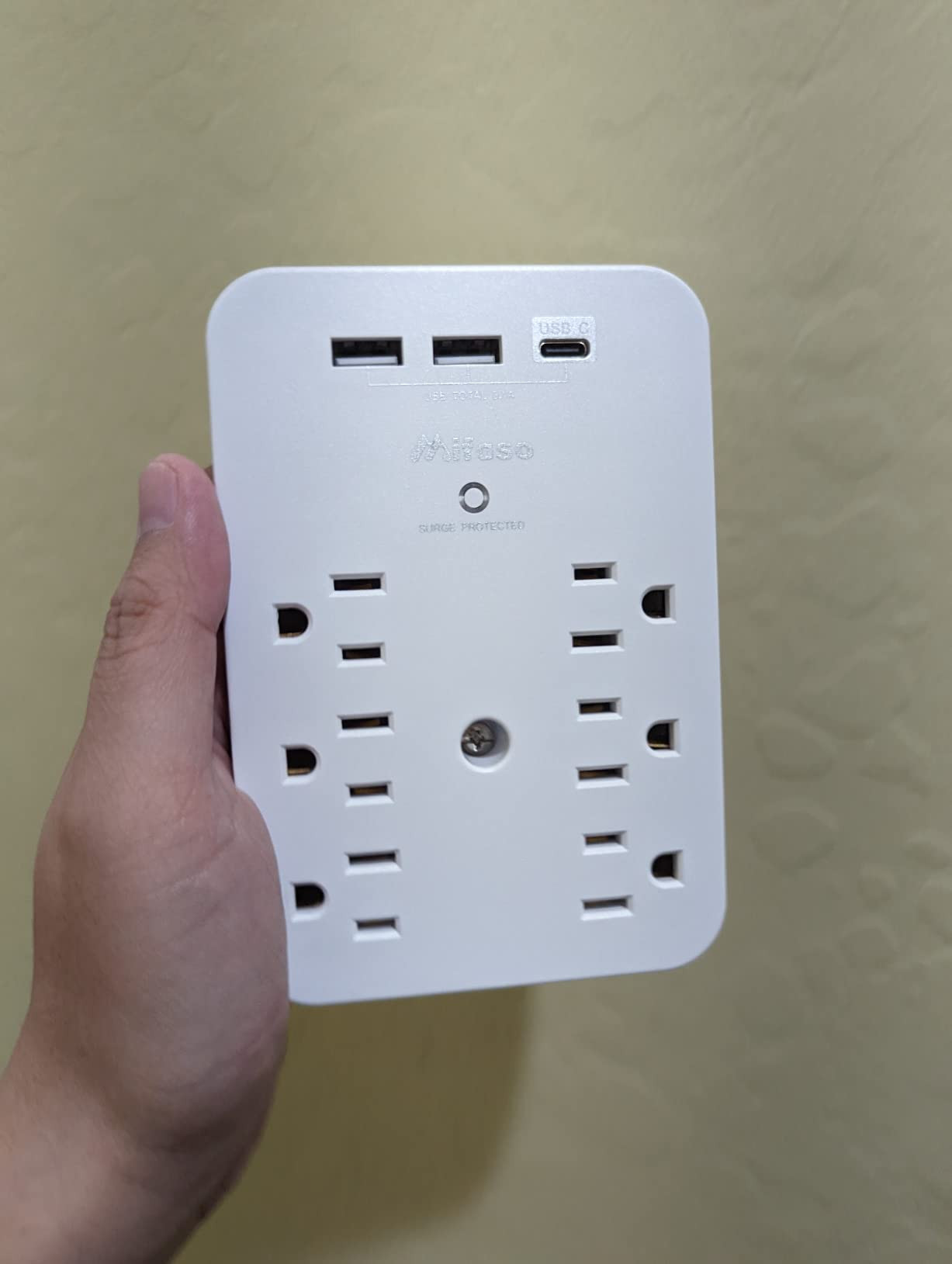 Wall Outlet Extender - Surge Protector 6 AC Outlets Multi Plug Outlet with Shelf, 2 USB and USB C... | Amazon (US)