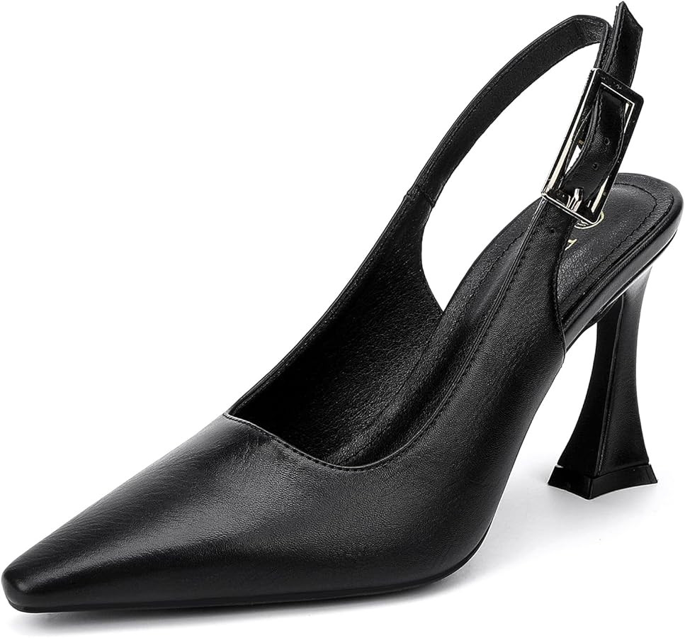 Women's Slingback 3In Kitten Heel Comfortable Closed Toe Pumps Dress Shoes for Women | Amazon (US)