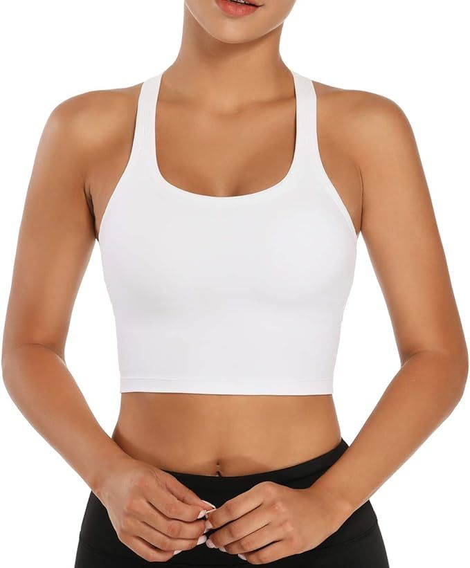 Women Removable Padded Sports Bras Workout Running Yoga Tank Tops | Amazon (US)