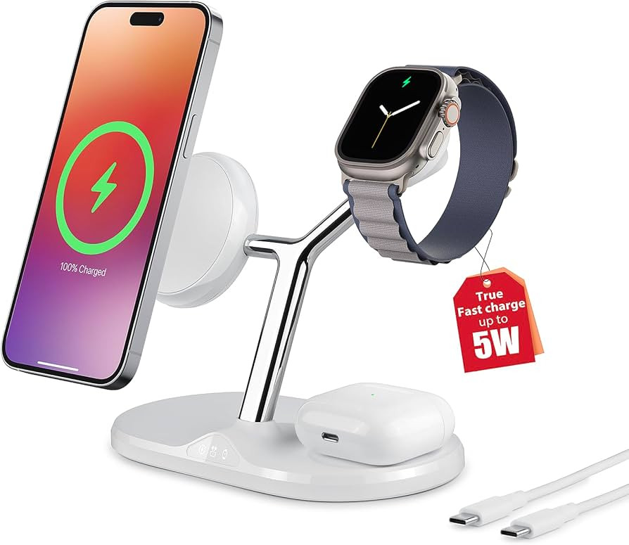 3-in-1 Wireless Charging Station for Apple Devices - Fast Charging Station for iPhone and Watch w... | Amazon (US)