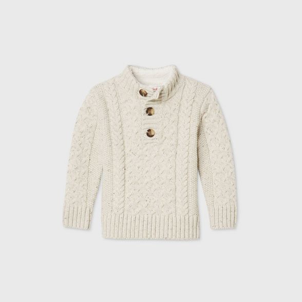 Toddler Boys' Mock Neck Cable Pullover Sweater - Cat & Jack™ Cream | Target