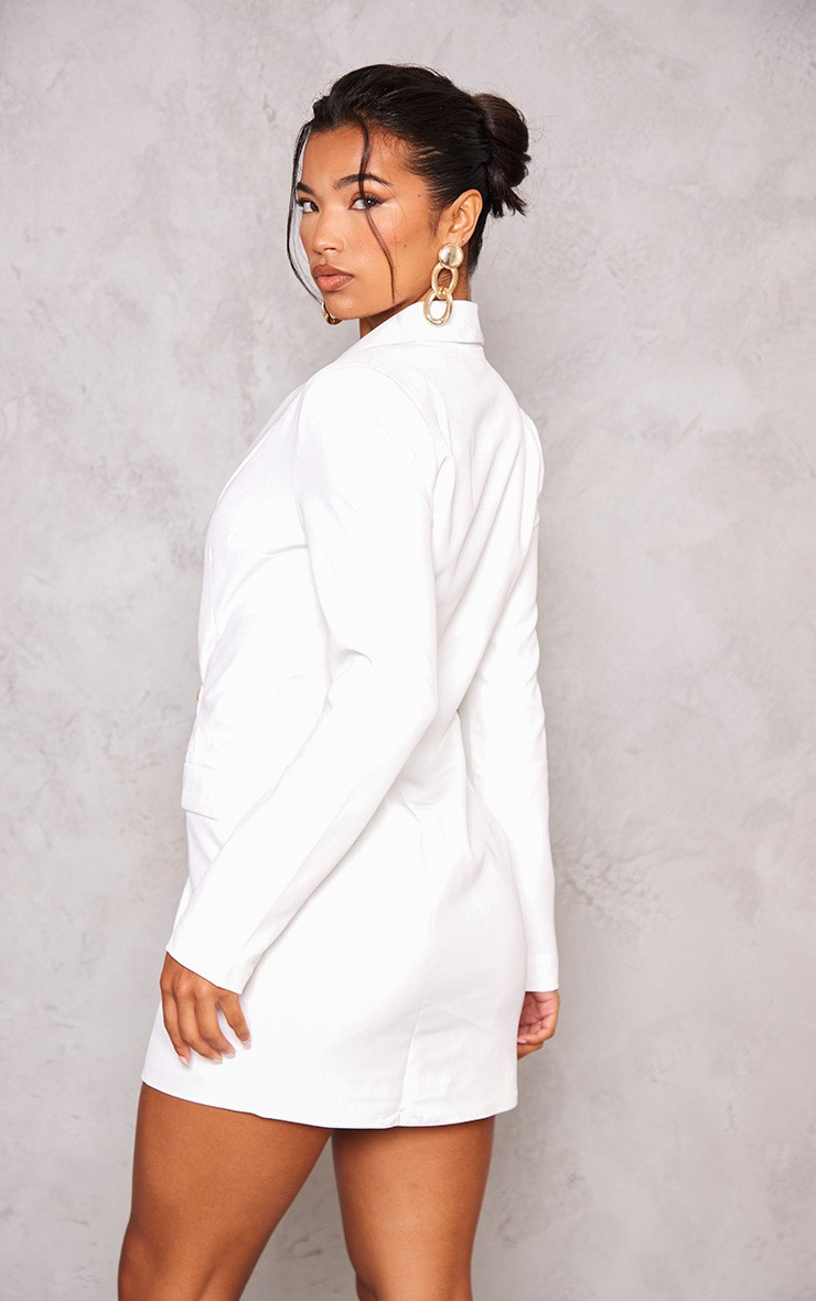 White Gold Button Blazer Dress | PrettyLittleThing US