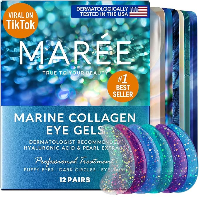 MAREE Eye Gels - Under Eye Gels for Puffy Eyes and Dark Circles with Natural Marine Collagen & Hy... | Amazon (US)