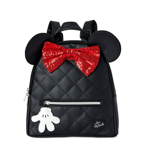 Disney Minnie Mouse Women’s Quilted Mini Backpack Black - Walmart.com | Walmart (US)