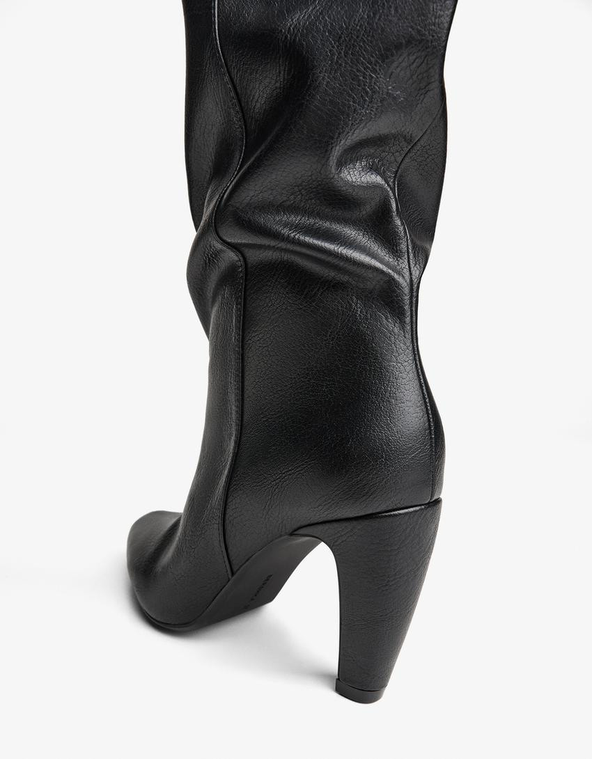 Wide-leg heeled boots - Shoes - Women | Bershka GB