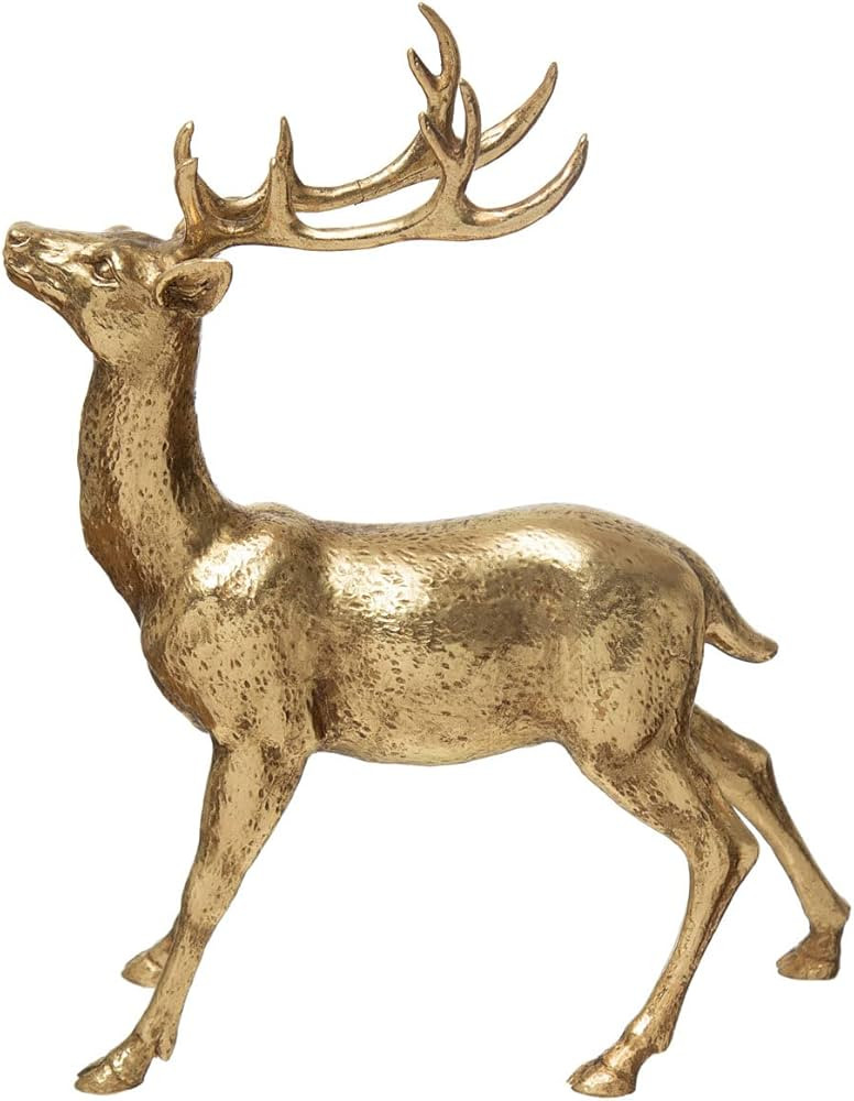Creative Co-Op Decorative Standing Deer Figurine, Gold, 11"L x 4"W x 14"H | Amazon (US)