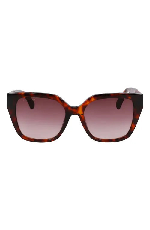 Longchamp Roseau 54mm Butterfly Sunglasses in Dark Havana at Nordstrom | Nordstrom