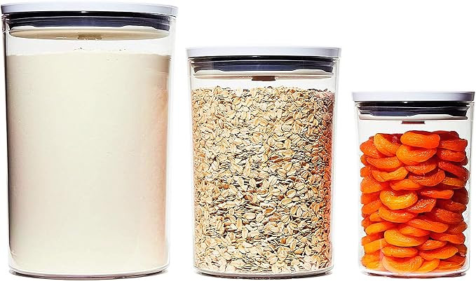 OXO Good Grips Round POP 2.0-3 Piece Graduated Set (1.5, 3.3, 5.2 qt included), White | Amazon (US)