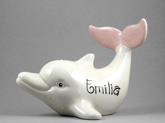 Personalized Piggy Bank in Pink // Dolphin Bank for Girls | Etsy (US)