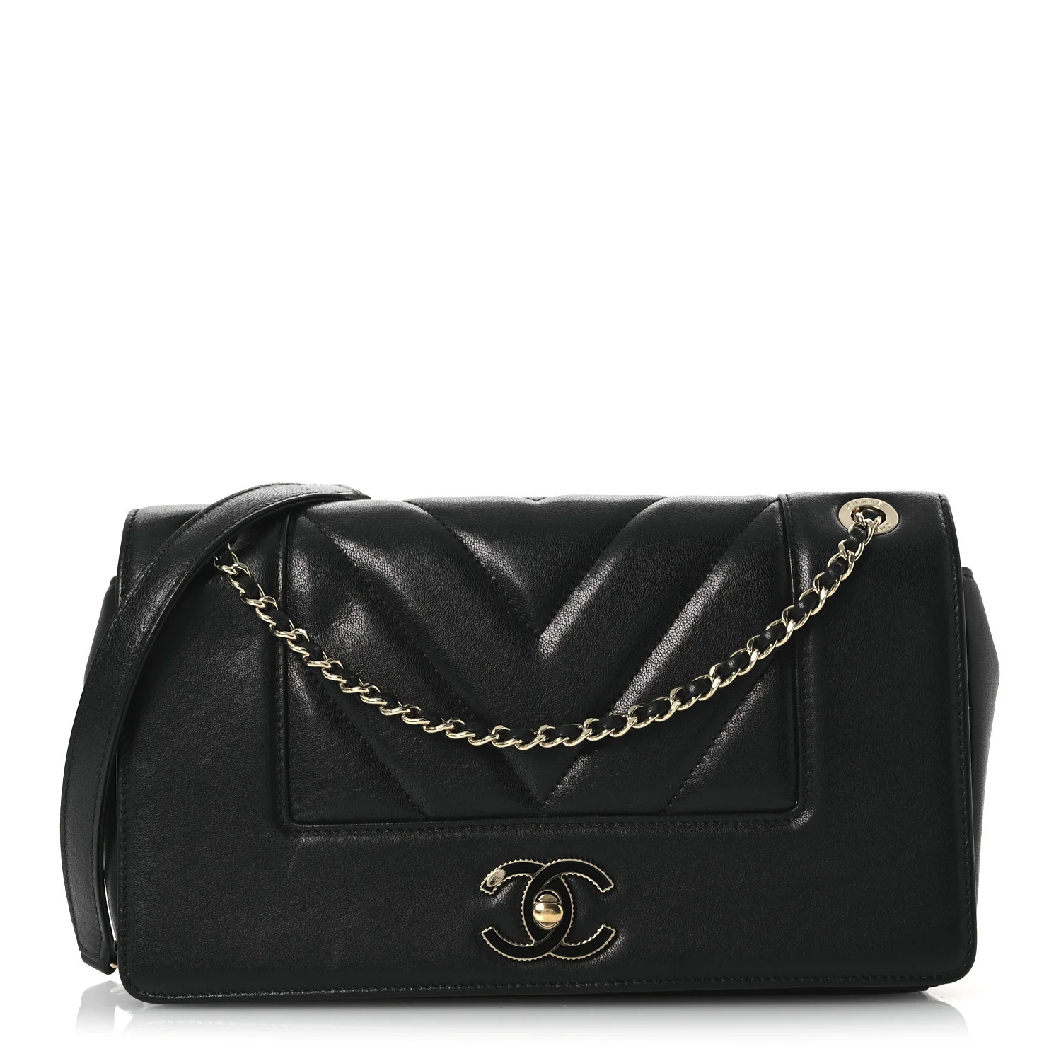 Chanel Sheepskin Chevron Quilted Medium Vintage Mademoiselle Flap Black | FASHIONPHILE (US)