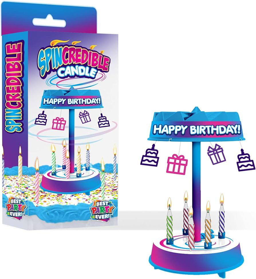 BEST PARTY EVER! Spincredible Candle, Singing Candle-Powered Spinning Cake Topper, Reusable Birth... | Amazon (US)