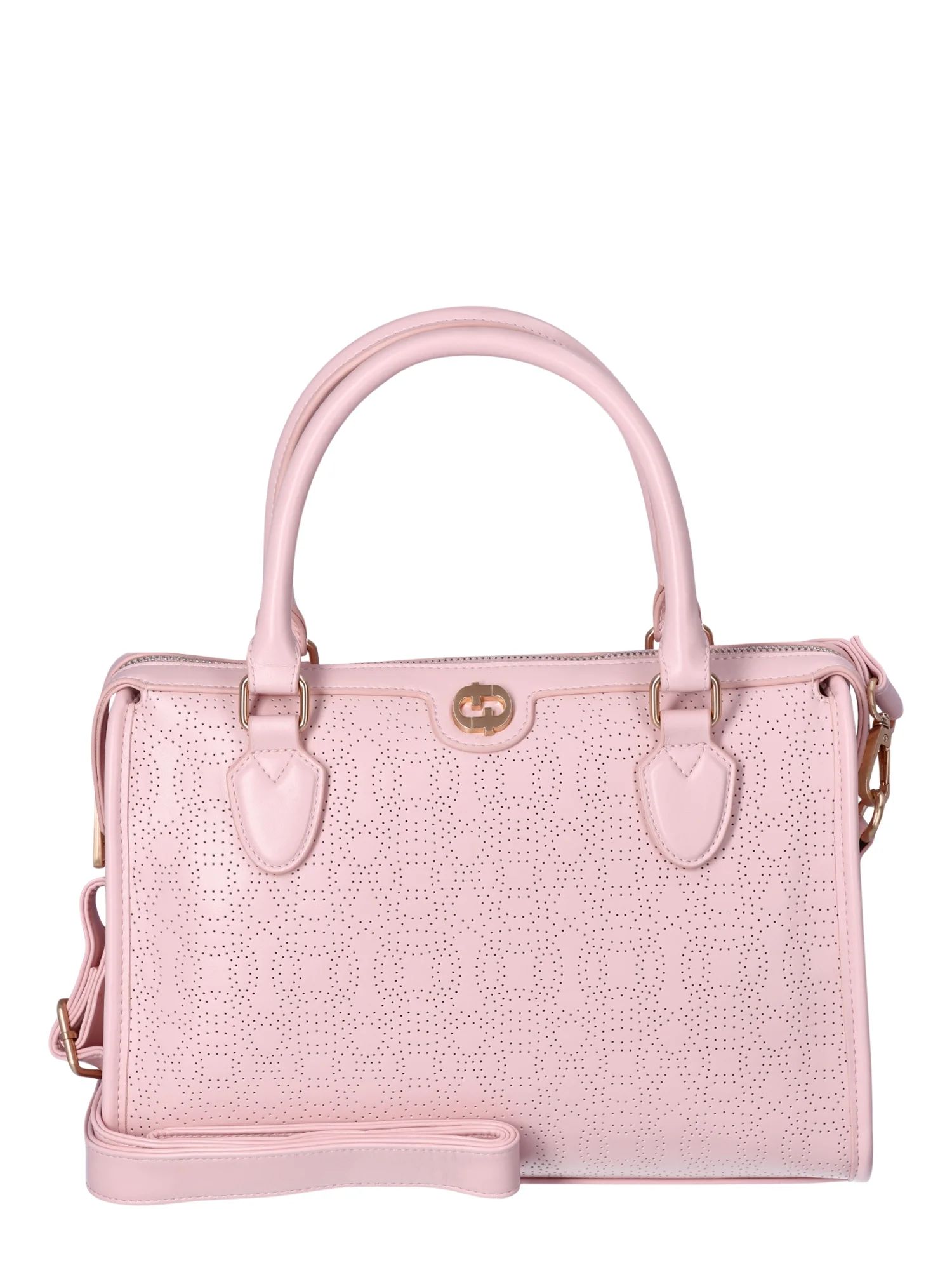 Time and Tru Woman's Wyatt Satchel Handbag, Pink Blush Perforated | Walmart (US)