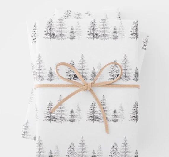 Pine Tree Wrapping Paper White Wrapping Paper Tree Wrapping | Etsy | Etsy (US)