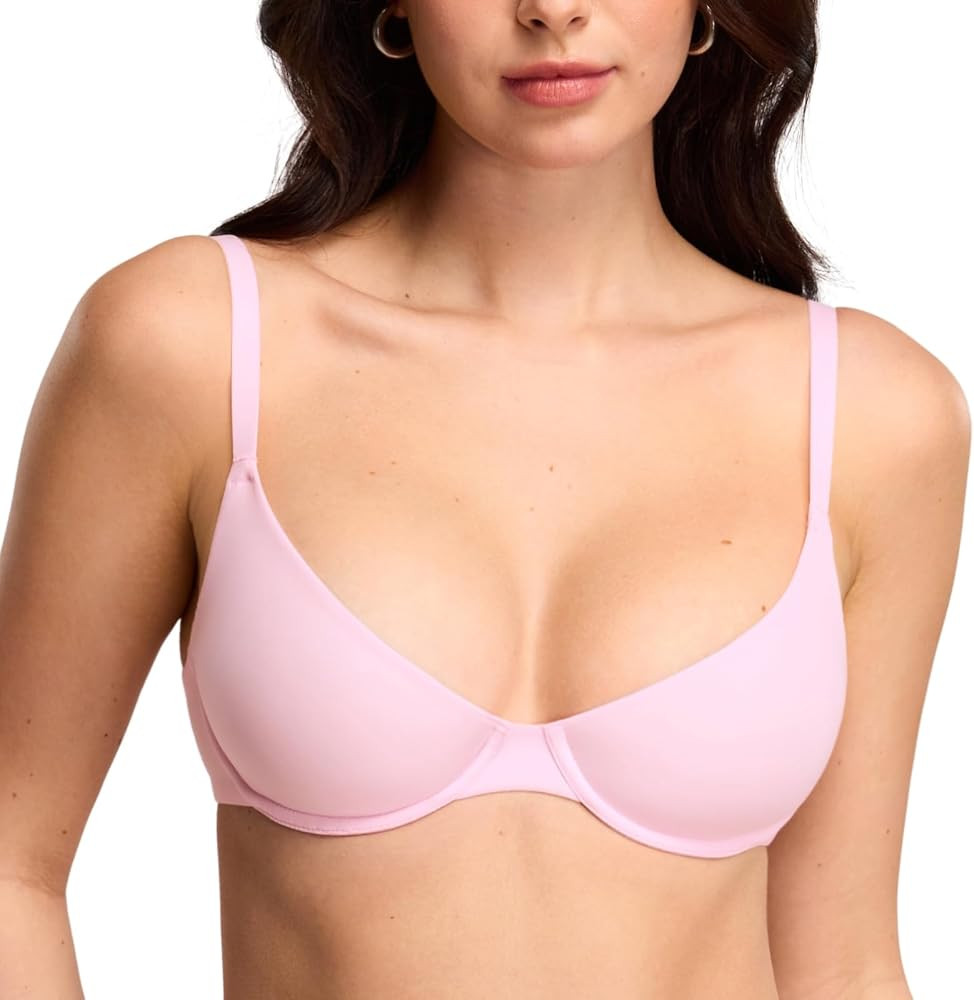 DOBREVA Women's Balconette Unlined Plunge Bra Underwire Demi Plus Size Bras Everyday Comfort | Amazon (US)