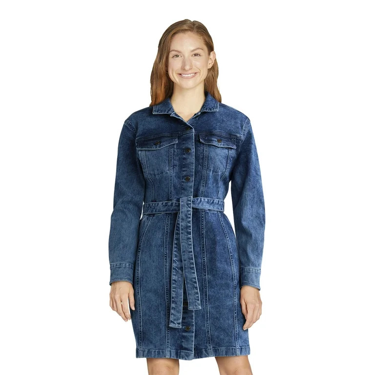 Time and Tru Women's Denim Utility Dress with Belt, Sizes XS-XXXL - Walmart.com | Walmart (US)