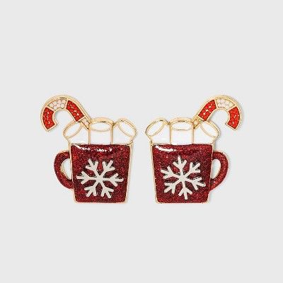 SUGARFIX by BaubleBar Holiday Cocoa Stud Earrings - Red/White | Target