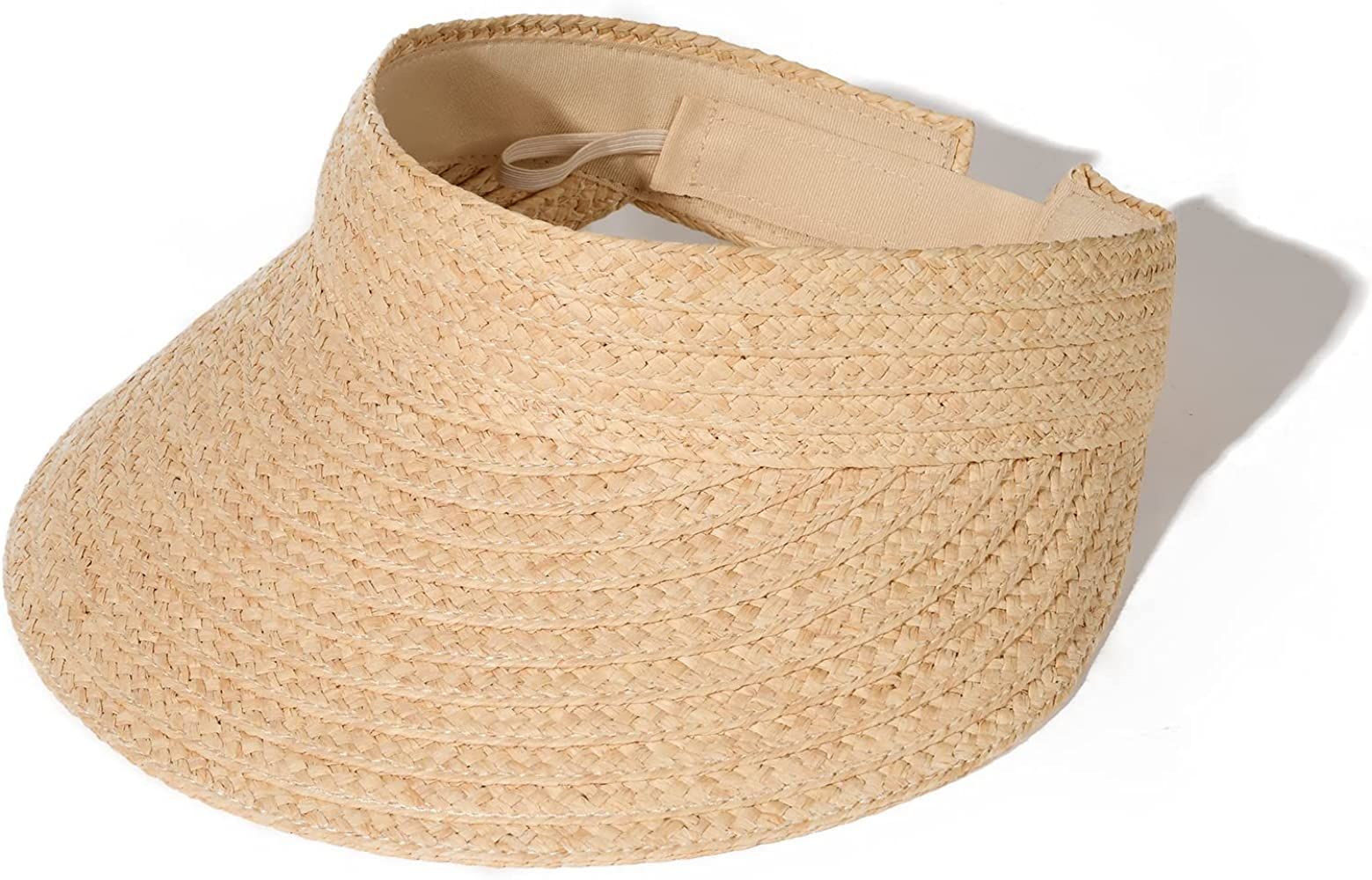 FURTALK Sun Visor Hats for Women Wide Brim Straw Visors Womens Foldable Beach Visors Summer Roll Up  | Amazon (US)