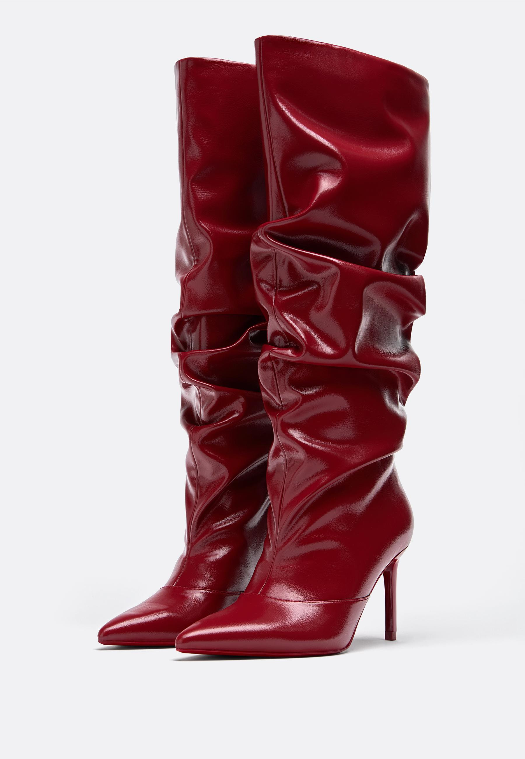Slouchy high-heel knee-high boots - Women's fashion | Stradivarius United Kingdom | Stradivarius (UK)