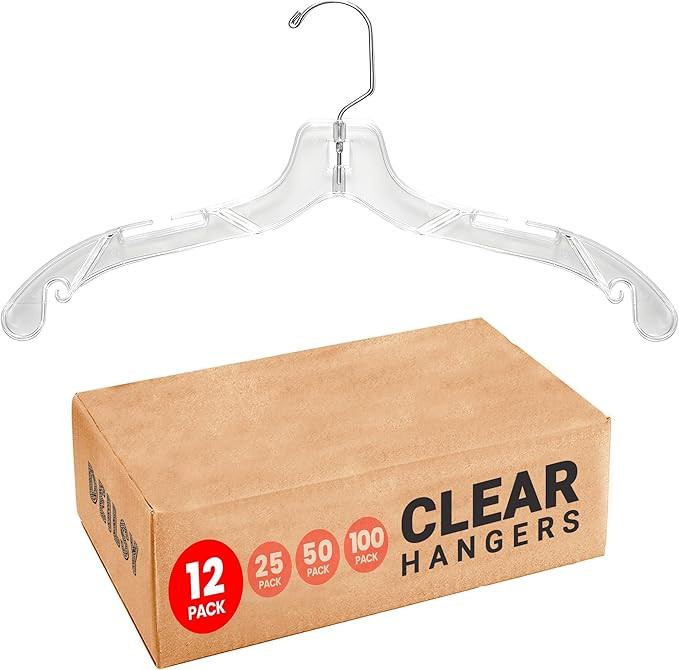 DEILSY™ Clear Plastic Hangers 12 Pack Durable Clothes Hanger for Wardrobe Organization, Essenti... | Amazon (US)