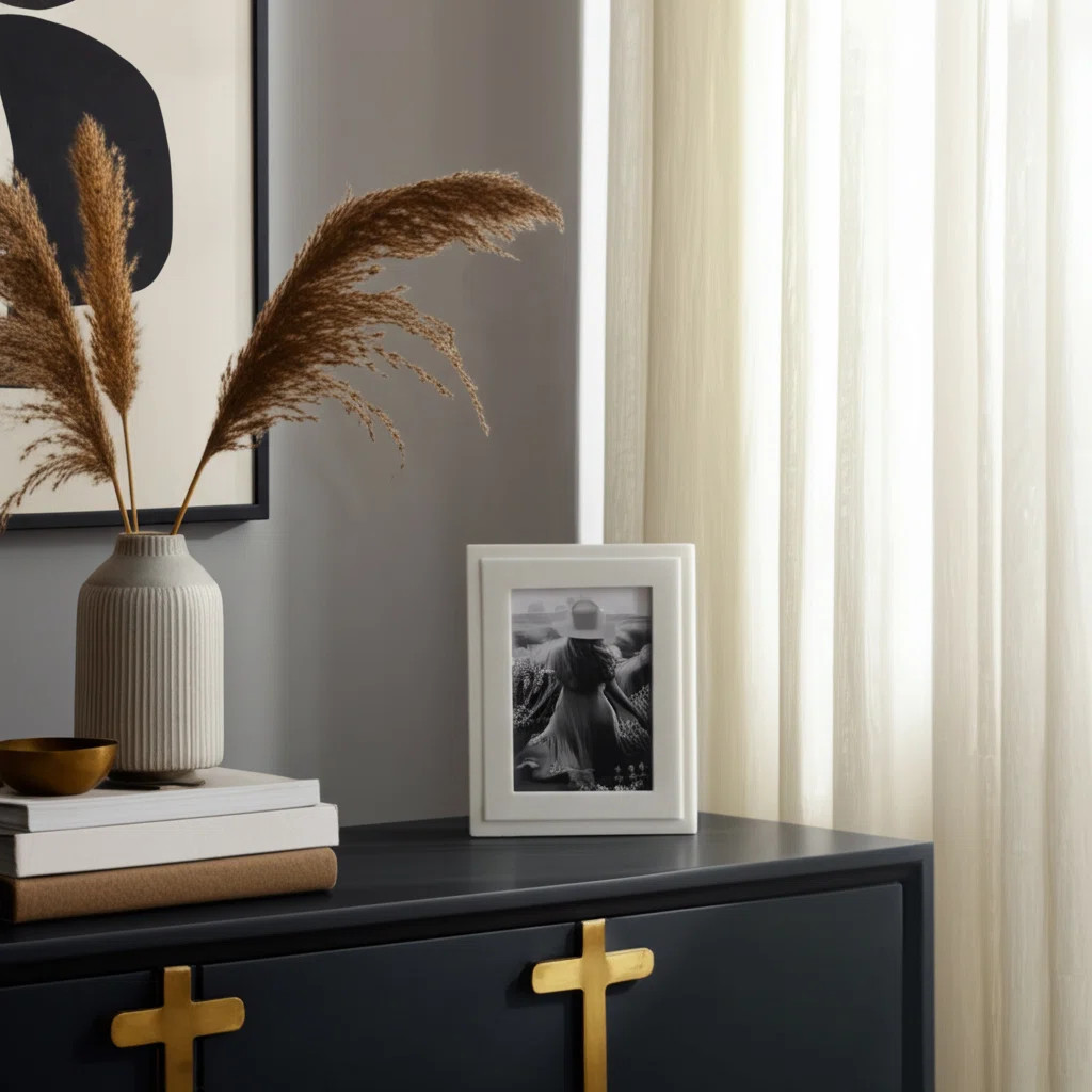Marble Border Photo Frame, White | Joss & Main