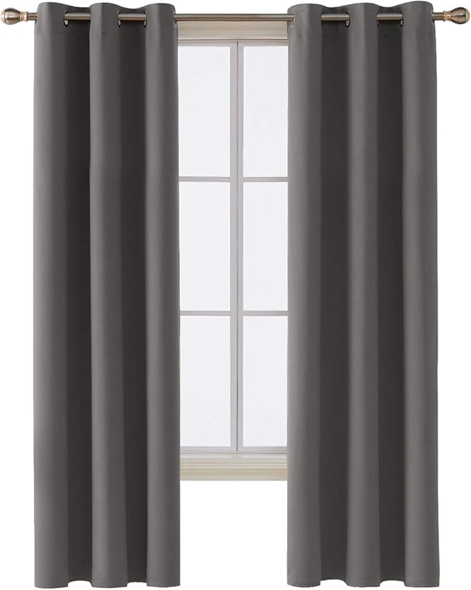 Deconovo Room Darkening Thermal Insulated Blackout Grommet Window Curtain for Bedroom, Light Grey... | Amazon (US)
