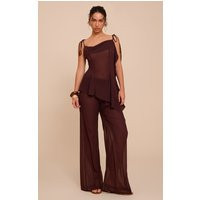 Plum Chiffon Straight Leg Pants | PrettyLittleThing US