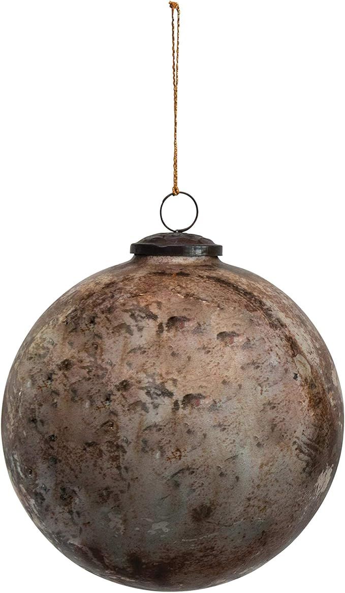 Creative Co-Op 6" Round Mercury Ball, Copper w/Verdigris Finish Glass Ornaments, Multi | Amazon (US)