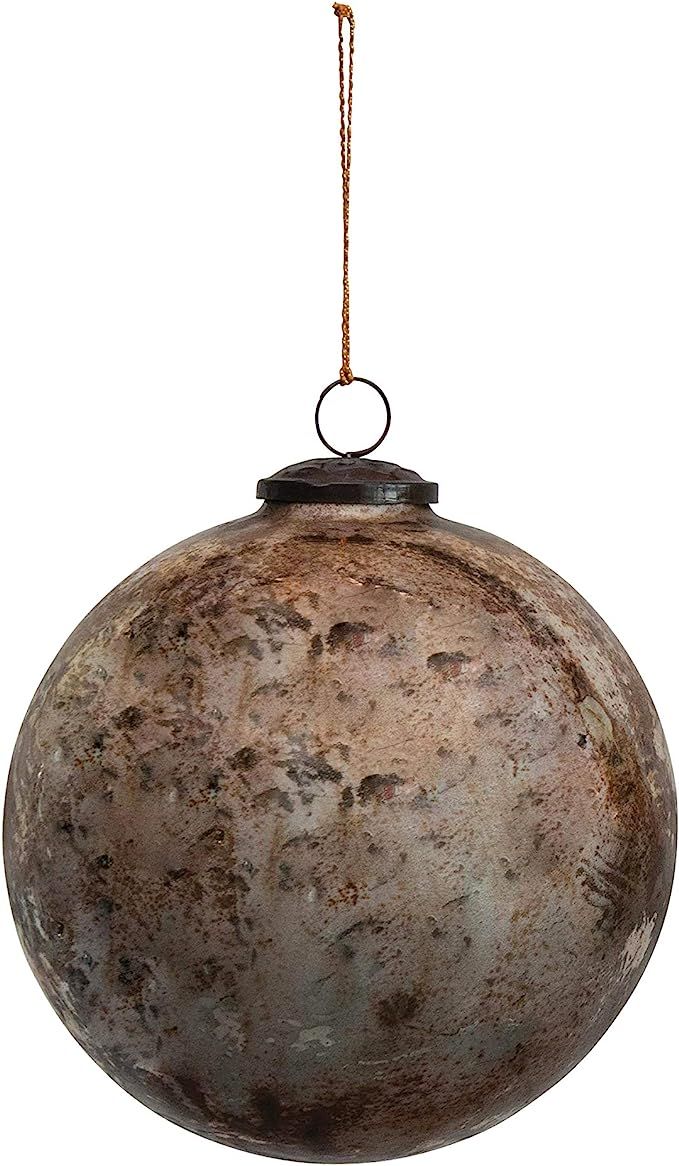 Creative Co-Op 6" Round Mercury Ball, Copper w/Verdigris Finish Glass Ornaments, Multi | Amazon (US)