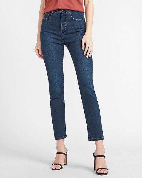 Super High Waisted Dark Wash Slim Jeans | Express