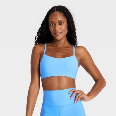 Women's Everyday Soft Light Support Strappy Sports Bra - All In Motion™ Sky Blue XL | Target