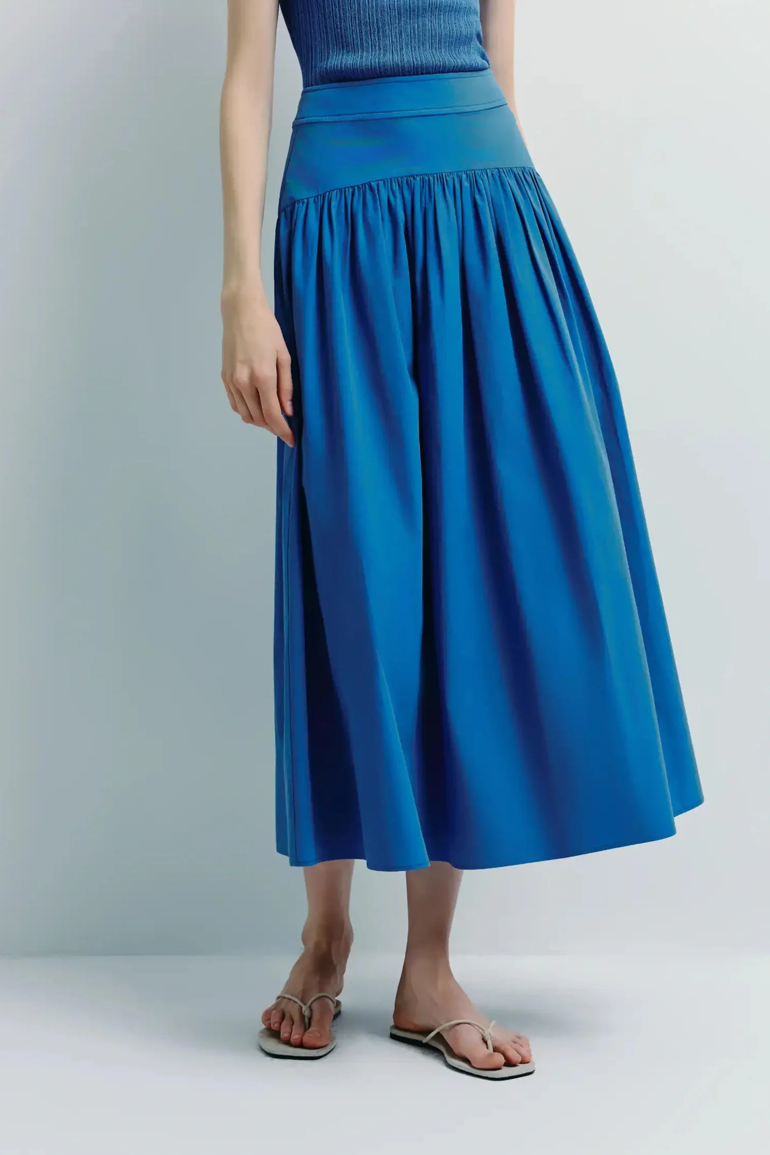 Glace Poplin Midi Skirt | A-Line Cotton Skirt | Rue Sophie