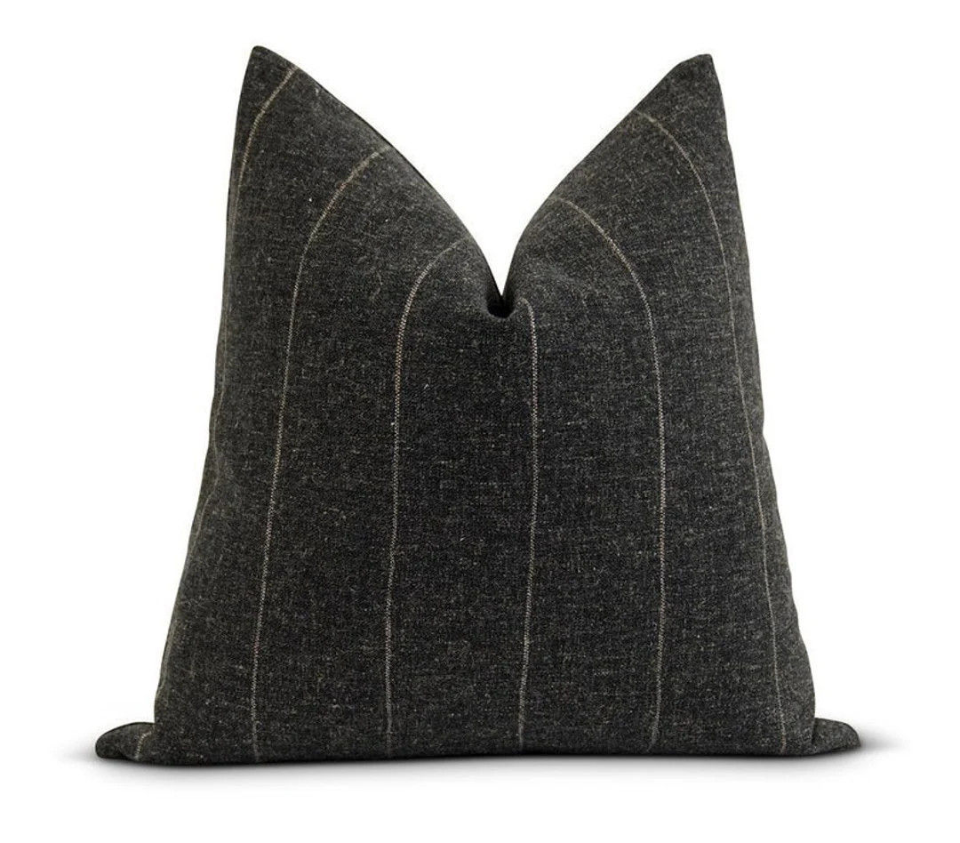 18 20 22 24 Charcoal Striped Pillow Cover, Dark Gray and Tan Stripe Pillow Cover, Charcoal Gray W... | Etsy (US)