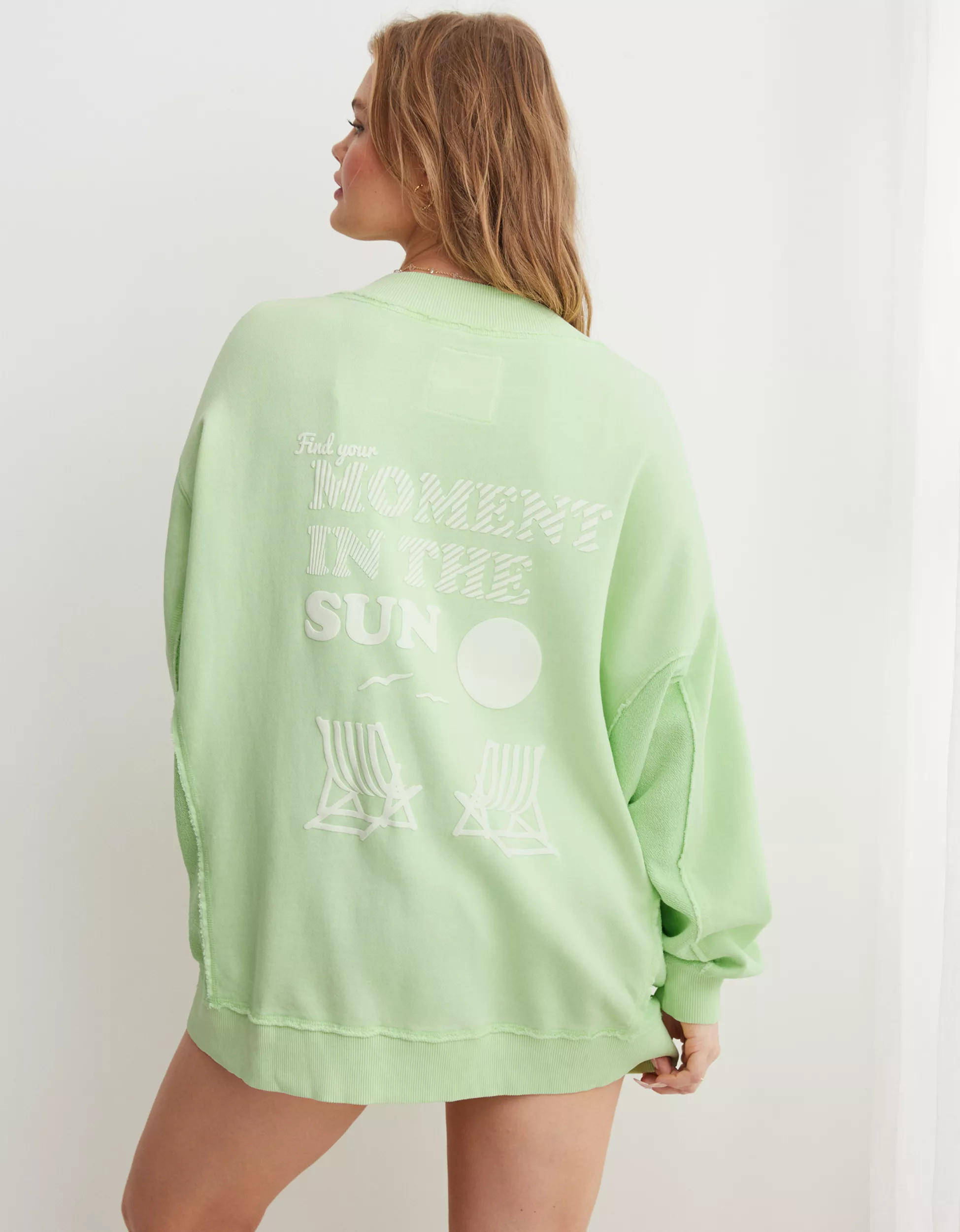 Aerie Vacay Every Day V Neck Sweatshirt | Aerie
